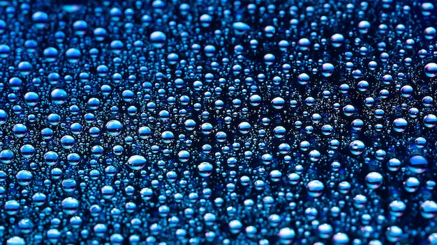 Krople wody Abstrakcyjne tło gradientowe Tekstura kropli Ciemnoniebieski gradient Mocna tekstura
