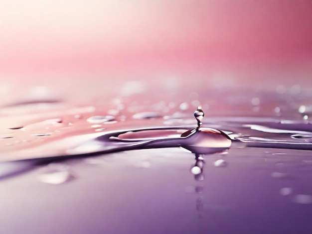 Zdjęcie krople wody na fioletowym tle