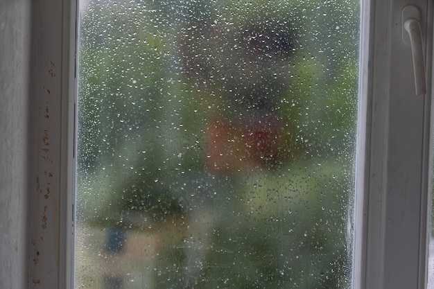 Krople Wody Na Oknie Po Deszczu
