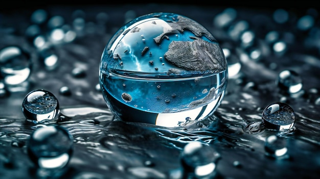 Krople wody z wizerunkiem ziemi
