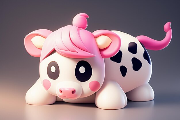 Krowa mleczna ilustracja Renderowania 3D gra postać ikona kreskówka słodkie krowy mleka reklama zwierząt