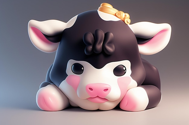 Zdjęcie krowa mleczna ilustracja renderowania 3d gra postać ikona kreskówka słodkie krowy mleka reklama zwierząt