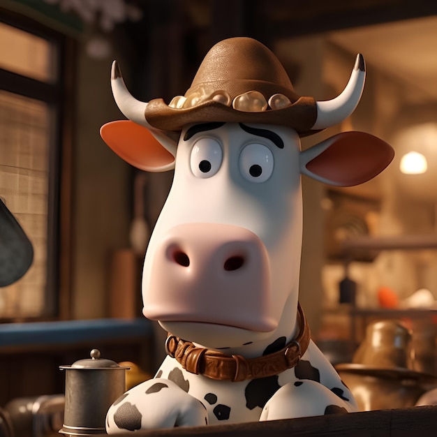 Krowa w kowbojskim kapeluszu występuje w scenie z filmu „Sekretne życie zwierzaków domowych”