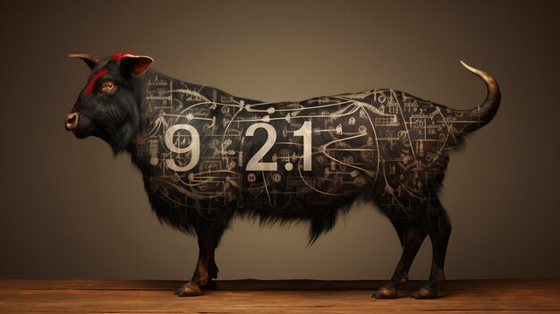 Zdjęcie krowa z numerem na plecach przedstawiona na ilustracji cyfrowej