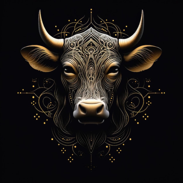 krowa z złotą głową i rogami