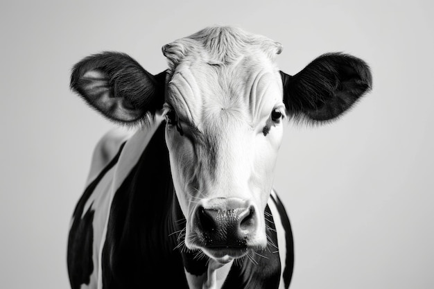 Zdjęcie krowę wyprostowaną na białym tle