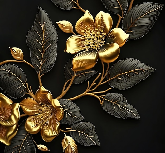 Kruszcowy złoty haft kwiatowy streszczenie fantasy projekt luksusowe tło