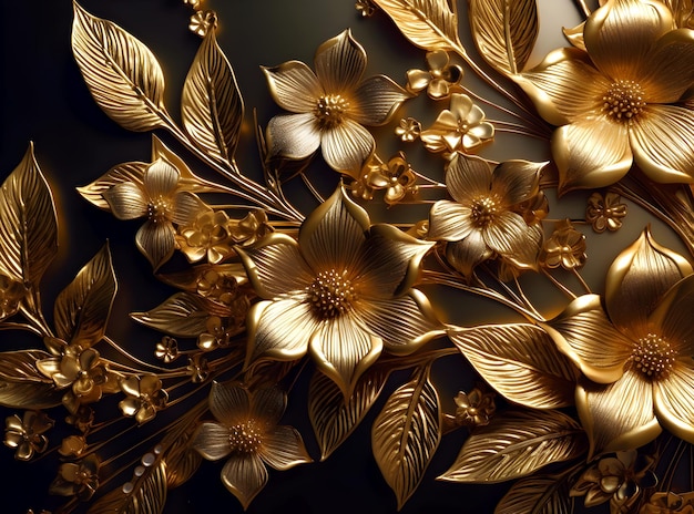 Kruszcowy złoty kwiatowy streszczenie fantasy projekt luksusowy tło