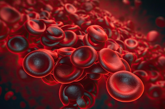 Krwinki czerwone Tło hematologii medycznej z erytrocytami Generative AI