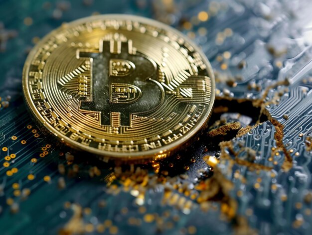 Kryptowaluta złota moneta bitcoin