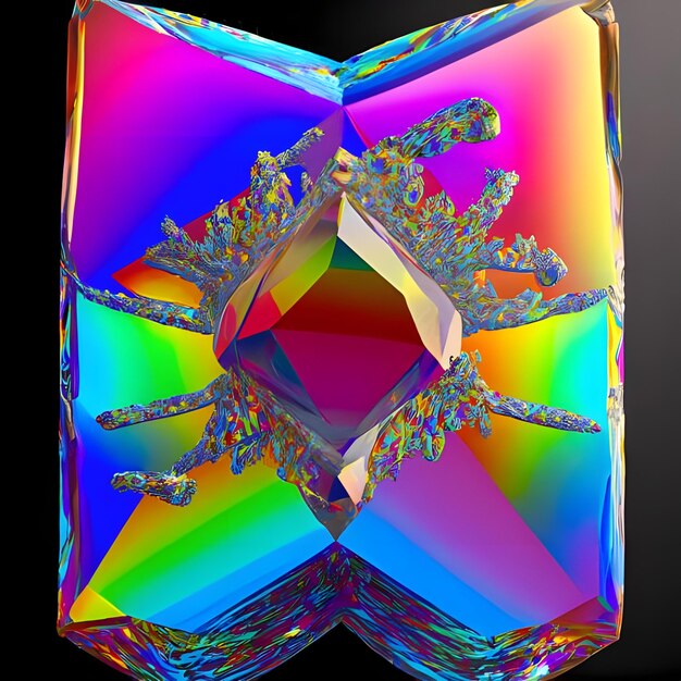 Zdjęcie krystaliczna struktura odzwierciedlająca spektrum kolorów styl