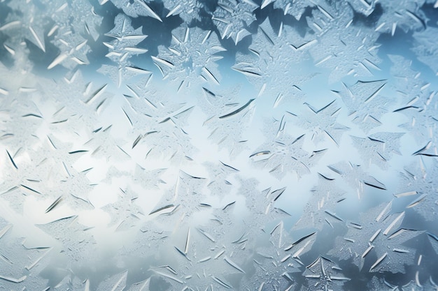 Zdjęcie kryształki lodu formujące się na szybie okiennej prezentują swoje unikalne geometryczne wzory
