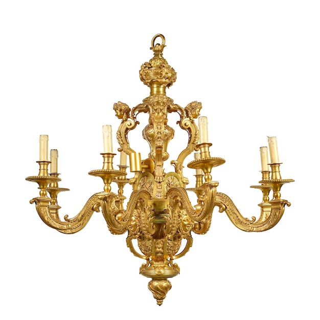 Kryształowe luksusowe lampy w odcieniach złota na na białym tle