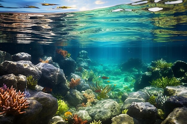 Kryształowo czyste baseny przypływowe z kolorowym życiem morskim