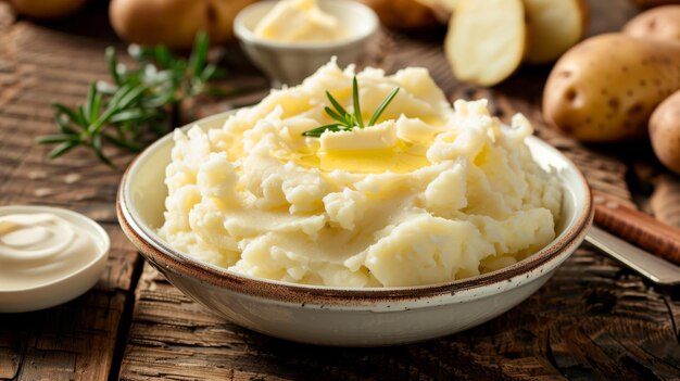 Krzemowy puree ziemniaków w misce