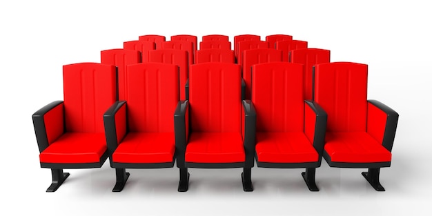 Zdjęcie krzesła kinowe na białym tle na białym tle widok z góry ilustracja 3d