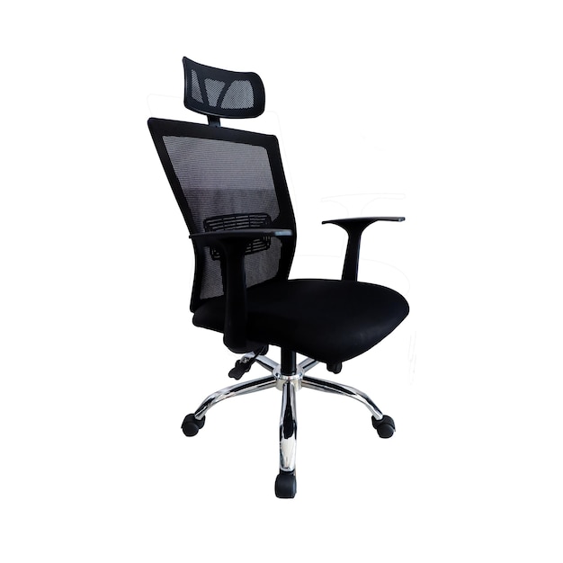 Zdjęcie krzesło biurowe czarne na białym tle