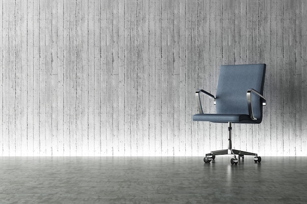 Zdjęcie krzesło biurowe i koncepcja ścian betonowych