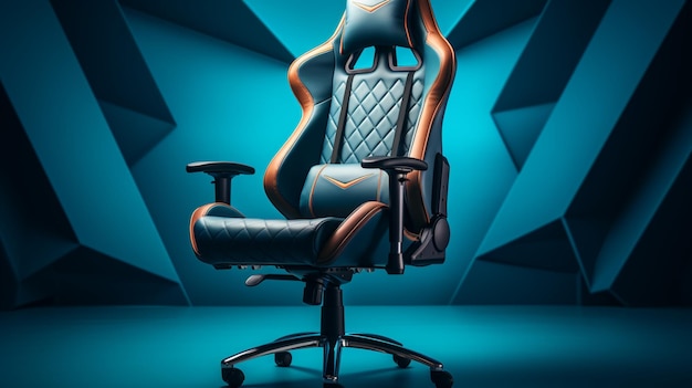 Krzesło do gier izolowane na niebieskim tle
