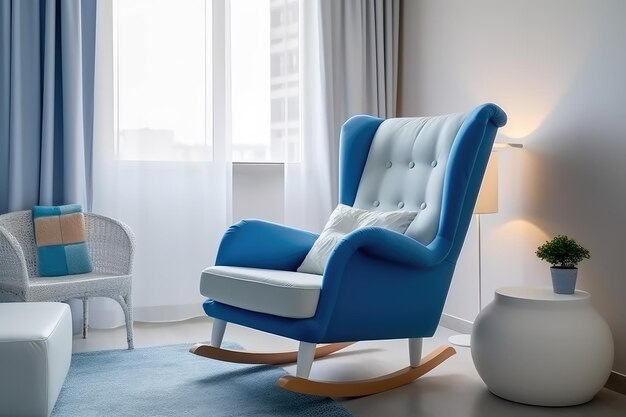 Zdjęcie krzesło do karmienia dla żłobka w sypialni białe tło odizolowane profesjonalna reklama fotogr