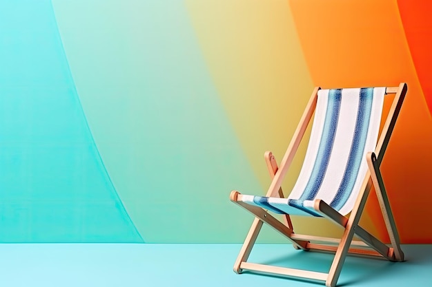 Krzesło plażowe na kolor tła Koncepcja wakacji letnich Generative AI