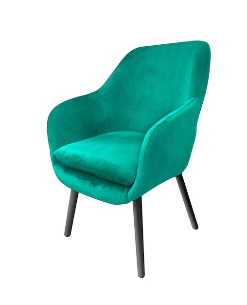 Krzesło pluszowe w kolorze turkusowym izolowane Projektant wnętrza obiektu ona przezroczyste tło