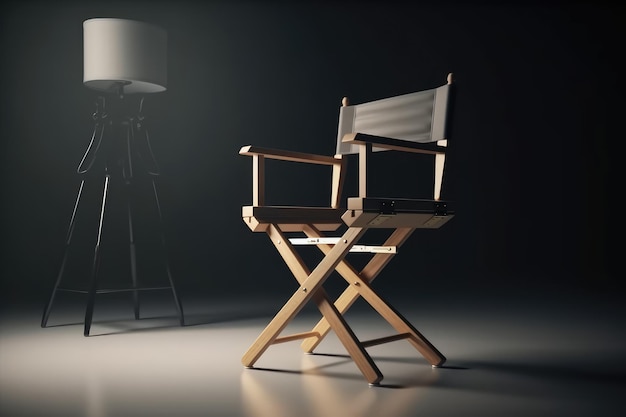 Krzesło reżysera Klakier filmowy w studiu Koncepcja generatywnej sztucznej inteligencji przemysłu filmowego