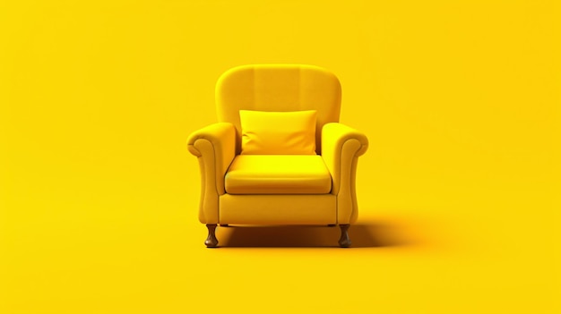 Krzesło w salonie izolowane na żółtym tle