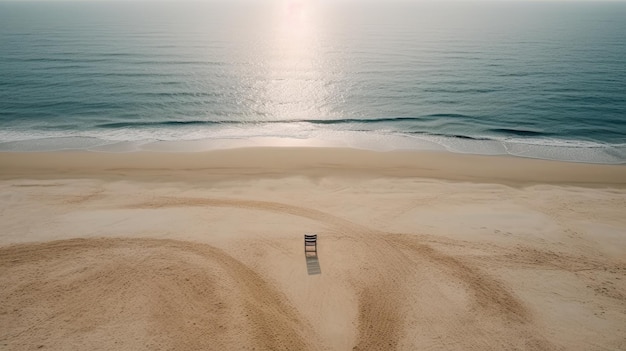 Krzesło w środku pusta plaża nastrój samotność generatywna ai