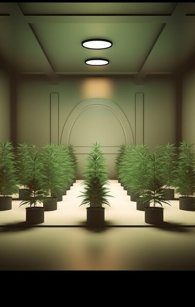 Krzewy marihuany rosną w specjalnym pokoju.