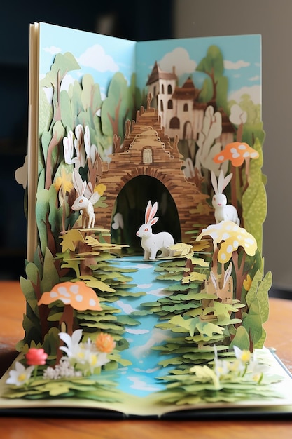 Zdjęcie książka diorama z papieru na dzień wielkanocy