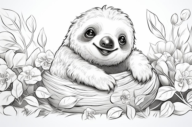 Książka do malowania Baby Sloth Strona dla dzieci 2