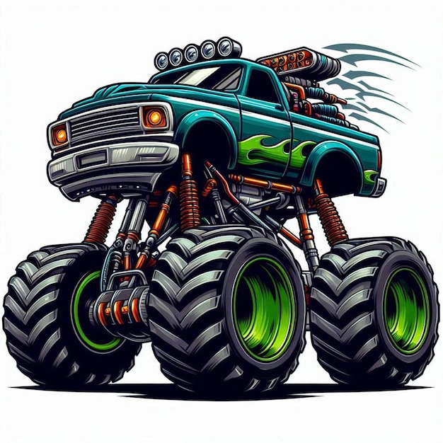 Zdjęcie książka do malowania monster truck ilustracja zdjęcie wygenerowane