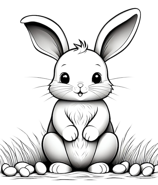 Zdjęcie książka do malowania wielkanocna tło uroczy królik jaja wielkanocne szczęśliwa wielkanocna książka do koloryzacji