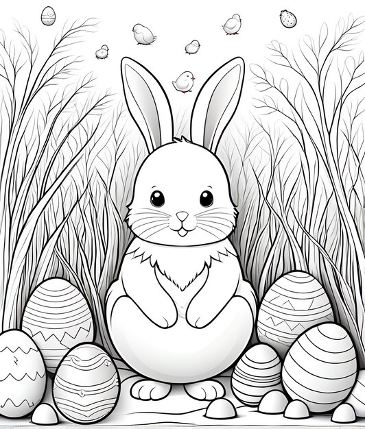 Książka do malowania wielkanocna tło uroczy królik jaja wielkanocne szczęśliwa wielkanocna książka do koloryzacji