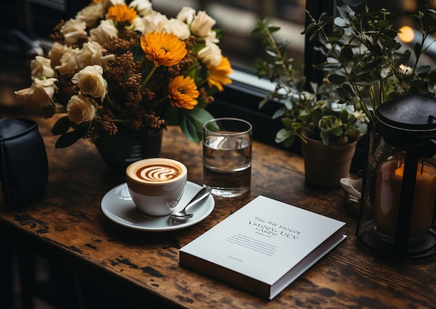 Książka mockup zdjęcie stolik kawowy z książką na nim