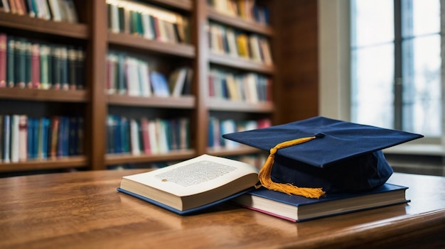 Książka na stole z książką zatytułowaną Cytat ukończenia studiów