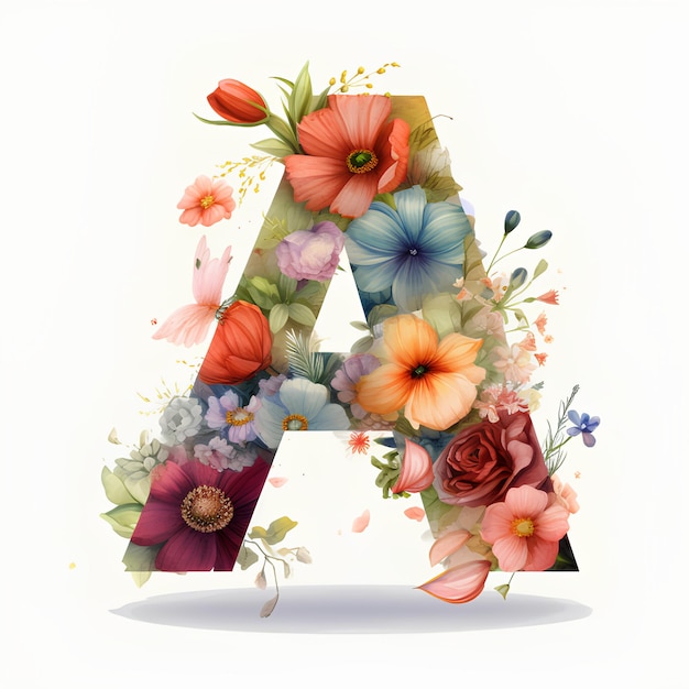 Książka rysunek litery alfabetu z kwiatami litery kwiatowe litery kwiatów
