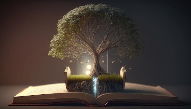 Książka z drzewem w środku