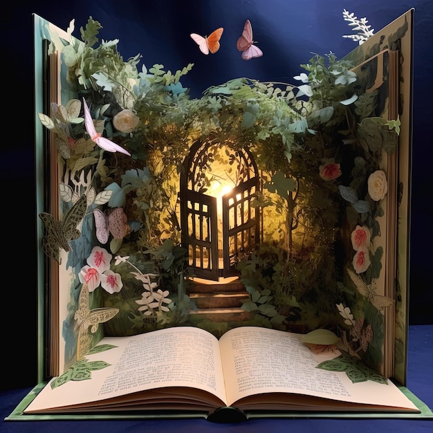 Zdjęcie książka z książką zatytułowaną motyle i otwarte drzwi.