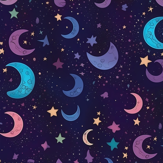 Księżyc i gwiazdy cyfrowy wzór tła
