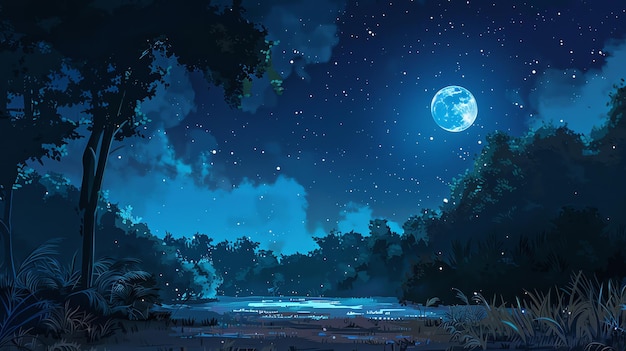 Księżyc jest na nocnym niebie.