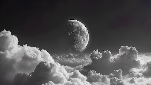 Zdjęcie księżyc nad chmurami