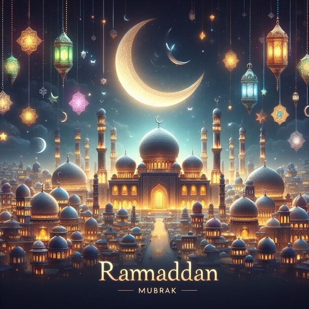 księżycowe marzenia ramadan mubarak sztandar inspirujący nadzieję wiarę i radosne uroczystości