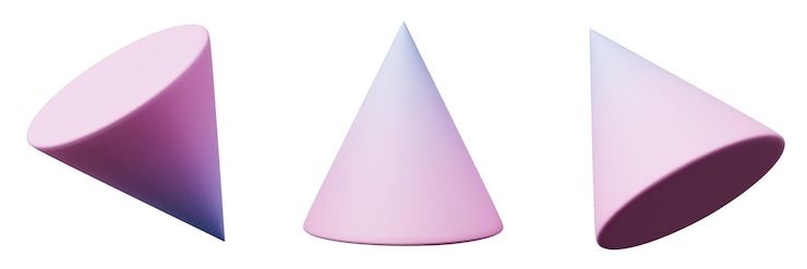 Zdjęcie kształt geometrii 3d stożek gradient niebieski różowy kolor realistyczny projekt elementu renderowania