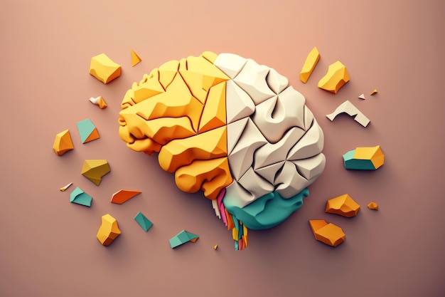 Kształt mózgu wykonany z kolorowych kształtów logicznego myślenia strony generatywnej ai mózgu