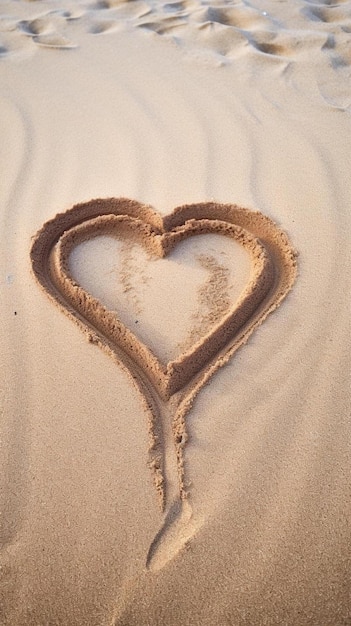 kształt serca wykonany przez dziewczynę na plaży