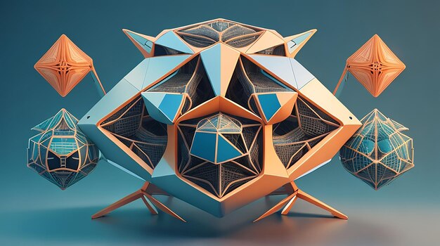 Kształty geometryczne łączą się w futurystycznej sieci komputerowej