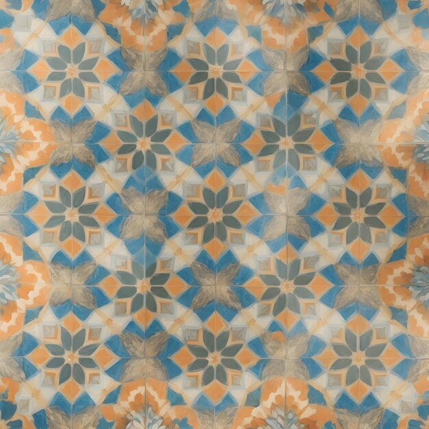 Kształty geometryczne w bezszwowym marokańskim wzorze płytki generowanym przez Ai