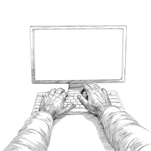 Ktoś pisze na klawiaturze komputera rękami Hand Stock Photos